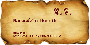 Marosán Henrik névjegykártya